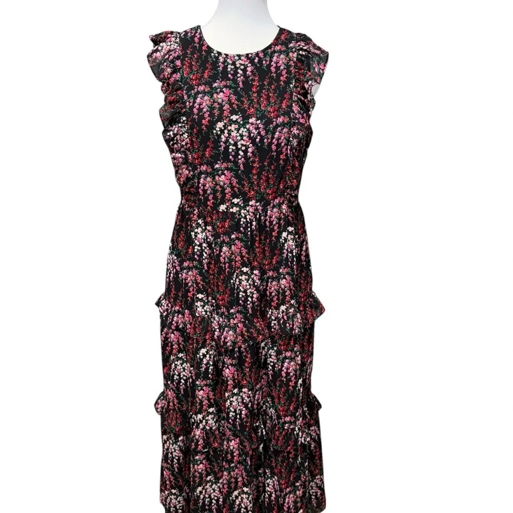 J.Crew Floral Ruffled Tiered Midi Dress